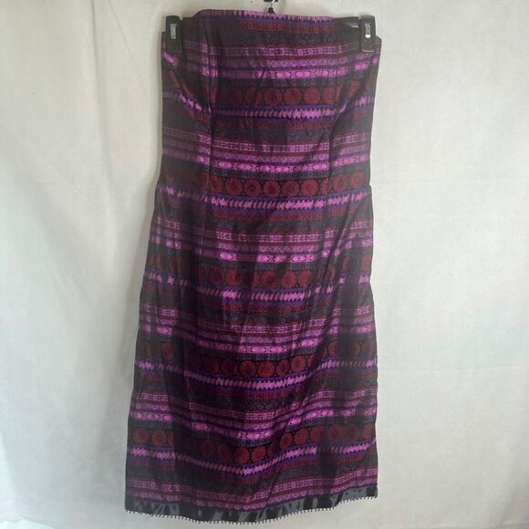 Jessica McClintock Gunne Sax Strapless Purple Mixed Print Cocktail Dress Sz 11‎ - Picture 11 of 11